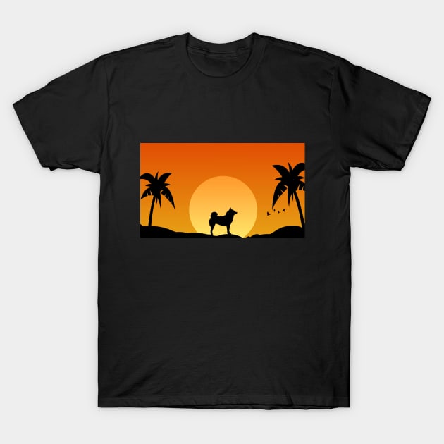 Lilly the Shiba Inu Sunset Silhouette T-Shirt by shibalilly